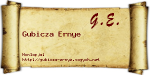 Gubicza Ernye névjegykártya